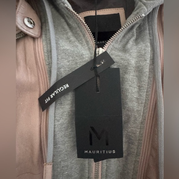 NWT Mauritius Leather hooded Jacket Blush removable hood M Lamb leather - Picture 9 of 16